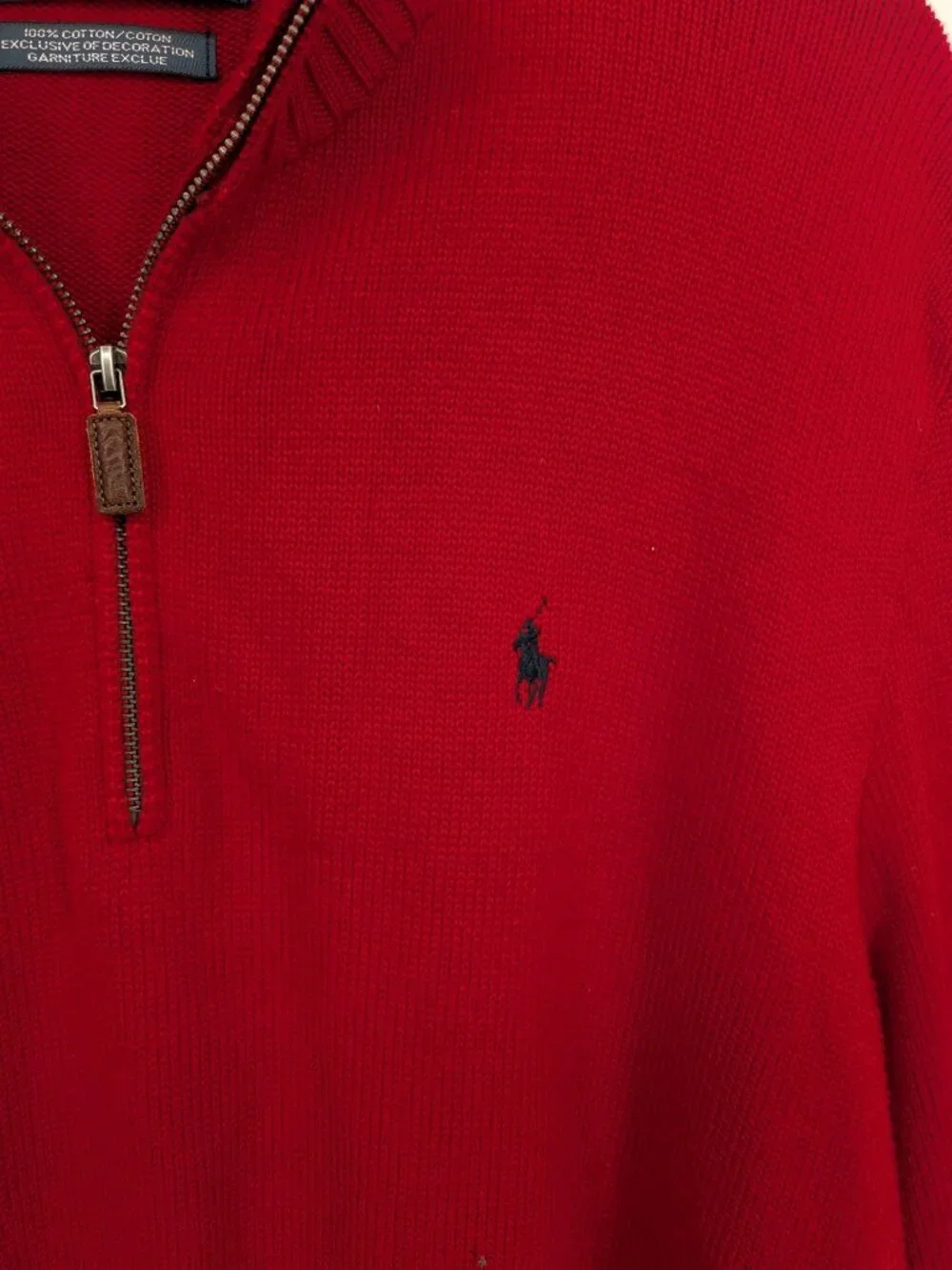 Vtg Polo Ralph Lauren Quarter Zip Chunky Knit Sweater Pullover Pony Y2K XXLarge